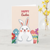 Carte de Lapin Joyeux Printemps (Fleur jaune)