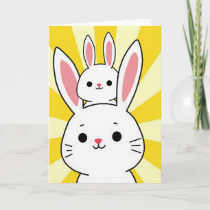 Carte de lapins amis soleil heureux