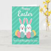 Carte de lapins printaniers joyeux (Fleur jaune)