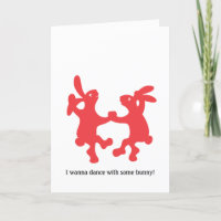 Carte de lapins rouges dansants