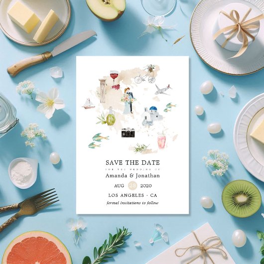 Carte de l'aquarelle de la Grèce Mariage de destin