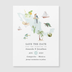 Carte de l'aquarelle du Mexique Destination Weddin