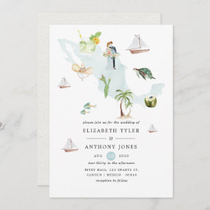 Carte de l'aquarelle du Mexique Destination Weddin