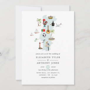 Carte de l'aquarelle du Portugal Destination Weddi