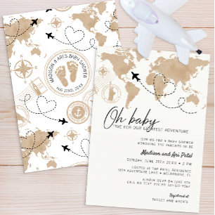 Carte de l'aquarelle Invitation Baby shower de voy