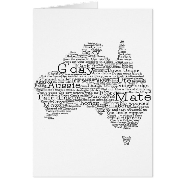 Carte de l'argot australien (Devant)
