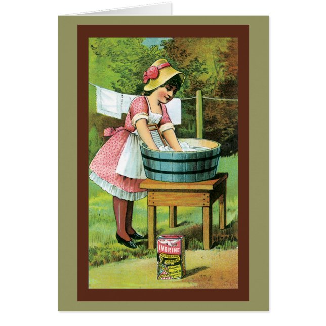 Carte de lavage de vêtements de fille (Devant)