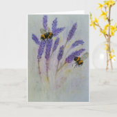 Carte de lavande d'abeille maman mamie amie aquare (Fleur jaune)