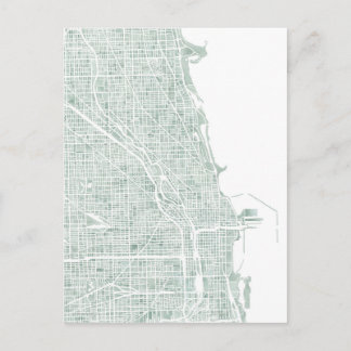 Carte de l'eau de Chicago seaglass bleu vert