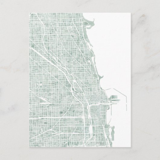 Carte de l'eau de Chicago seaglass bleu vert (Devant)