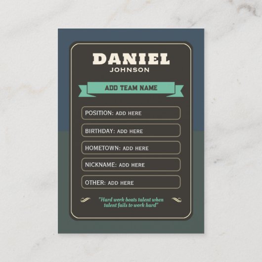 Carte de lecteur Retro Custom Football Card (Dos)