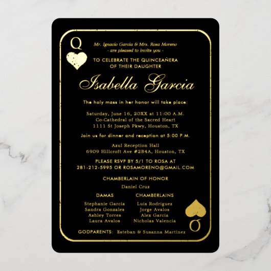 Carte de lecture Parties scintillant or | Las Vega (Recto)