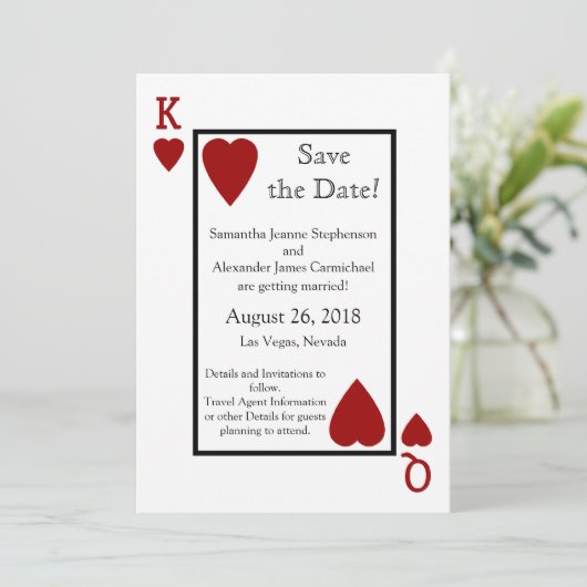 Carte de lecture rouge Enregistrer la date (Debout devant)