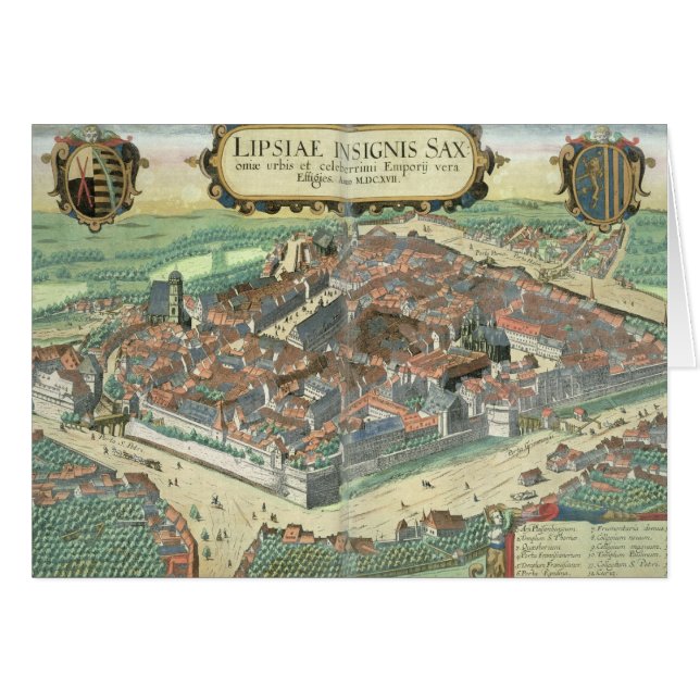 Carte de Leipzig, de "Civitates Orbis Terrarum" (Devant horizontal)