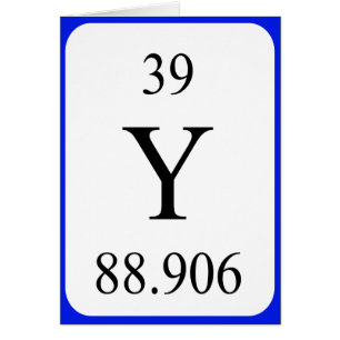 Carte de l'élément 39 - blanc de yttrium