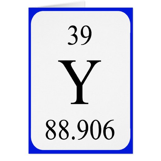 Carte de l'élément 39 - blanc de yttrium (Devant)