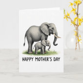 Carte de l'éléphant maman à l'aquarelle (Fleur jaune)