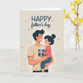 Carte de l'enfant avec papa souriant (Fleur jaune)