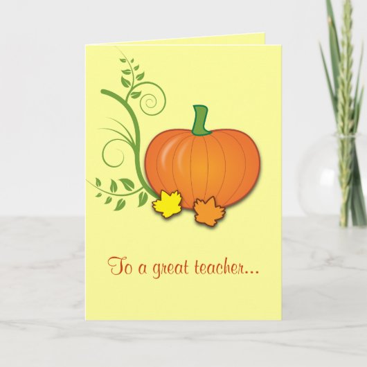 Carte de l'enseignant bon thanksgiving (Devant)