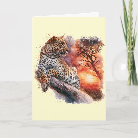 Carte de léopard se relaxant sur une branche #1 (Devant)