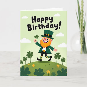 Carte de Leprechaun d'anniversaire chanceux