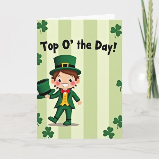 Carte de Leprechaun rayé vert (Devant)