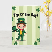Carte de Leprechaun rayé vert (Fleur jaune)