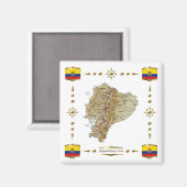 Carte de l'Équateur + Magnet de drapeaux (Recto/Verso)