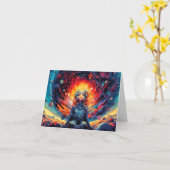 Carte De l'espace et au-delà Illustration Anniversaire (Fleur jaune)