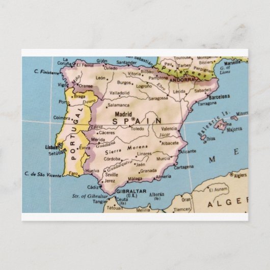 Carte de l'Espagne Design Vintage (Devant)