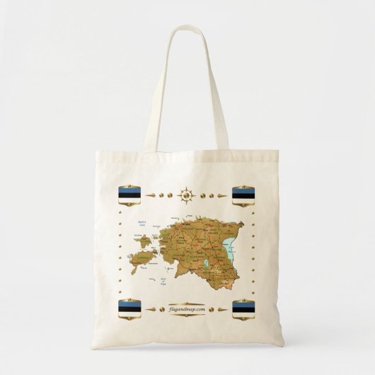 Carte de l'Estonie + Sac de drapeaux (Devant)