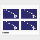 Carte de l'état blanc d'Hawaii HI Stickers rectang (Feuille)
