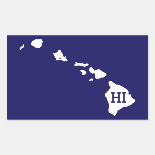 Carte de l'état blanc d'Hawaii HI Stickers rectang (Devant)