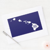 Carte de l'état blanc d'Hawaii HI Stickers rectang (Enveloppe)