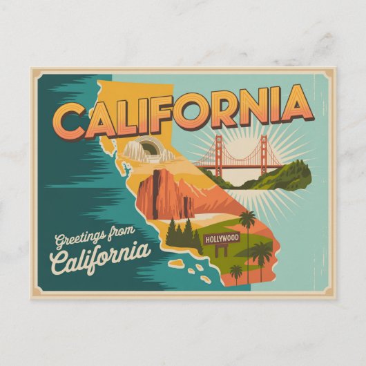 Carte de l'état de Californie illustrée (Devant)
