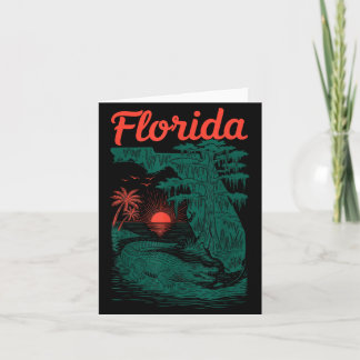 Carte de l'État de Floride avec Alligator en Retro