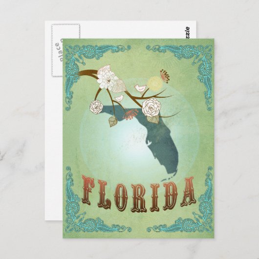 Carte de l'État de Floride - Vert (Devant / Derrière)
