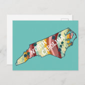 Carte de l'état de la Caroline du Nord illustrée e (Devant / Derrière)