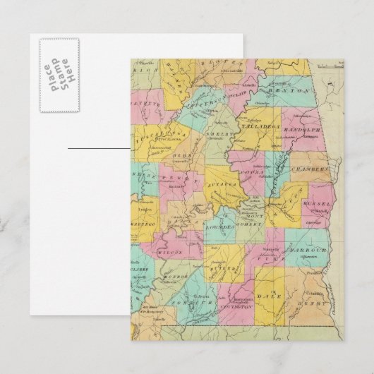 Carte de l'état de l'Alabama (Devant / Derrière)