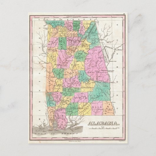Carte de l'État de l'Alabama vintage (1827) (Devant)