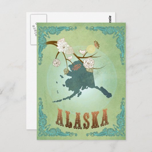 Carte de l'état de l'Alaska - Vert (Devant / Derrière)