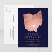 carte de l'État de l'Ohio marine rose or déménagem (Devant / Derrière)