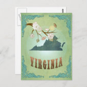 Carte de l'État de Virginie - Vert (Devant / Derrière)