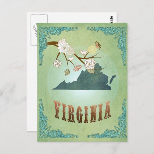 Carte de l'État de Virginie - Vert (Devant / Derrière)