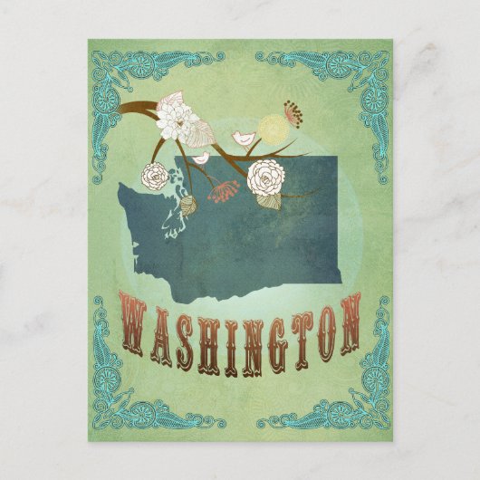 Carte de l'État de Washington - Vert (Devant)