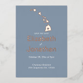 Carte de l'État d'Hawaï Script Save The Date Rose (Recto)