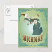 Carte de l'état du Michigan - Vert (Devant / Derrière)