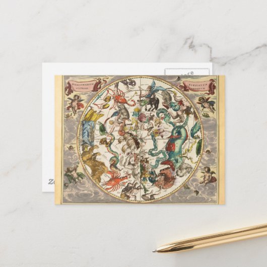 Carte de l'étoile zodiaque céleste du ciel de la c (Devant/Arrière en situation)