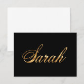 Carte de lettrage de conception Sarah or (Devant / Derrière)