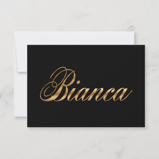 Carte de lettrage de design Bianca or (Devant)